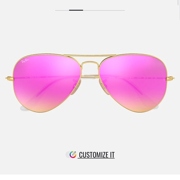 Pink reflective ray bans aviator sunglasses. main image 4